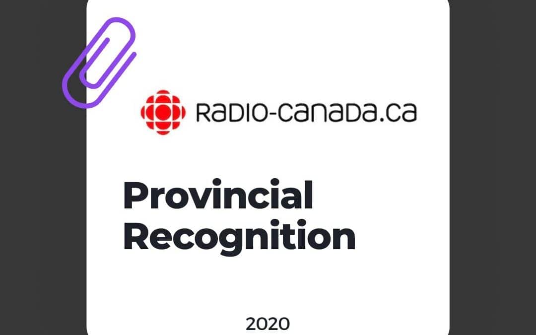 2020 – Provincial Recognition