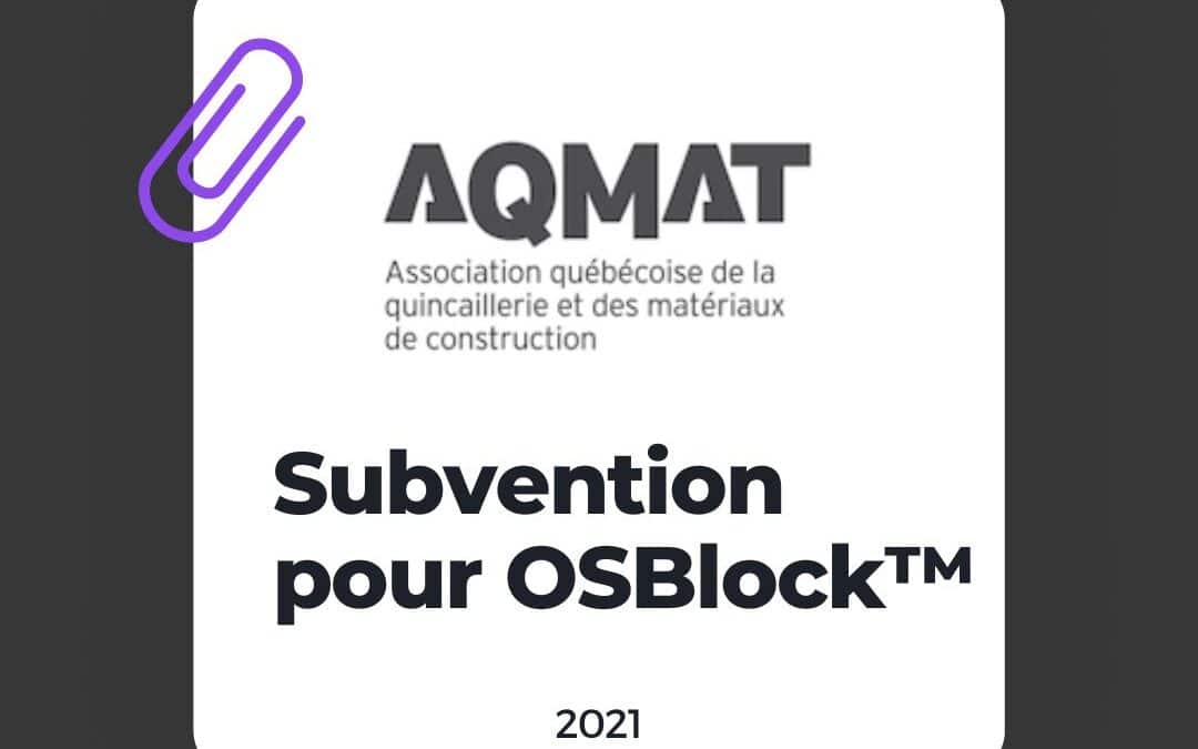 2021 – AQMAT Subvention de 440 000$